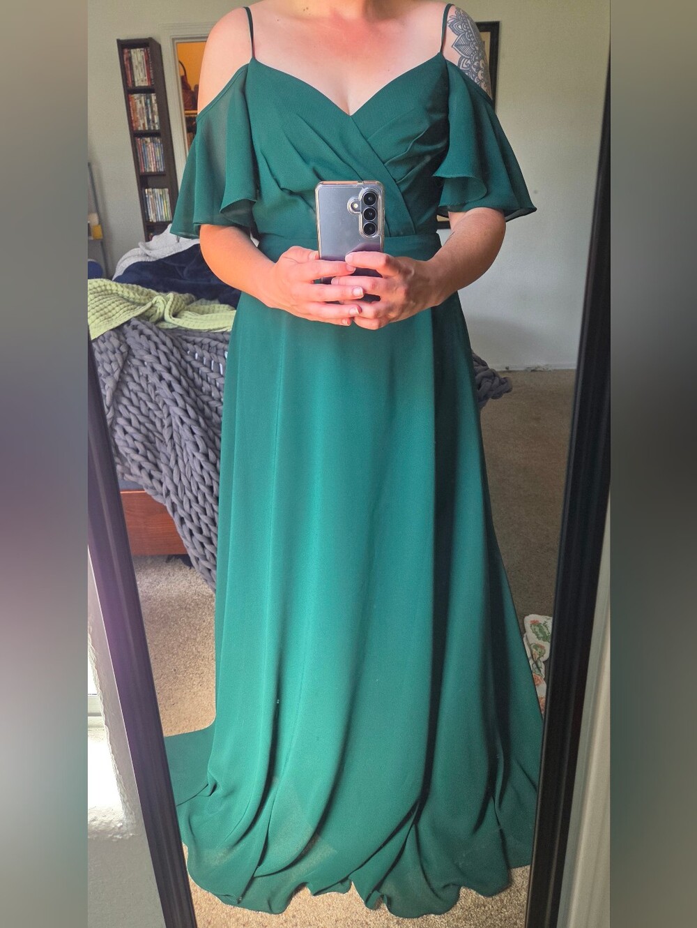 SORELLA VITA Emerald Green Off-Shoulder Gown